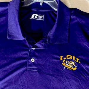 LSU Tigers Russell Athletic Purple Polo Polyester Size 2XL